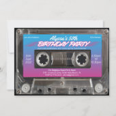 Neon Retro 80s Cassette 50ste Verjaardagsfeestje Kaart (Voorkant)