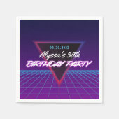 Neon Retro 80s thema Paarse roze verjaardagsfeestj Servet (Voorkant)