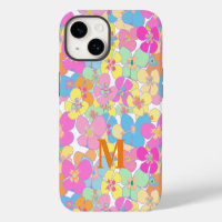Neon Retro Bloem Roze Monogram