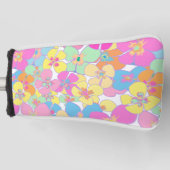 Neon Retro Bloemen Roze Dorm Kamer Golfheadcover (Voorkant)