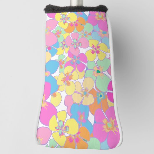 Neon Retro Bloemen Roze Dorm Kamer Golfheadcover (Draai 90)