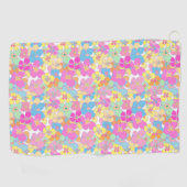 Neon Retro Bloemen Roze Kleurrijk Golfhanddoek (Horizontaal)