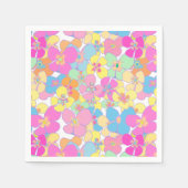 Neon Retro Bloemen Roze Kleurrijk Servet (Voorkant)