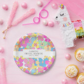 Neon Retro Bloemen Roze Kleurrijk Vrijgezellenfees Papieren Bordje (Feest)