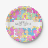 Neon Retro Bloemen Roze Kleurrijk Vrijgezellenfees Papieren Bordje (Voorkant)