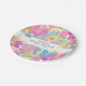 Neon Retro Bloemen Roze Kleurrijk Vrijgezellenfees Papieren Bordje (Gekanteld)