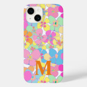 Neon Retro Bloemen Roze Monogram Case-Mate iPhone Case (Achterkant)