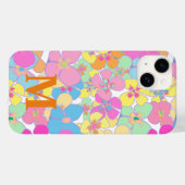 Neon Retro Bloemen Roze Monogram Case-Mate iPhone Case (Achterkant (horizontaal))