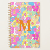 Neon Retro Bloemen Roze Monogram Planner (Voorkant)