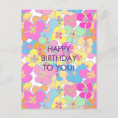 Neon Retro Bloemen Roze Verjaardag Feestdagenkaart (Voorkant)