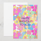 Neon Retro Bloemen Roze Verjaardag Feestdagenkaart (Voorkant / Achterkant)