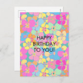 Neon Retro Bloemen Roze Verjaardag Feestdagenkaart (Voorkant / Achterkant)