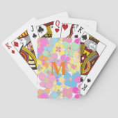 Neon Retro Bloemenroze Pokerkaarten (Achterkant)