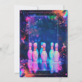 Neon Retro Bowling Strike Up Sommige Leuk Feest Kaart (Achterkant)