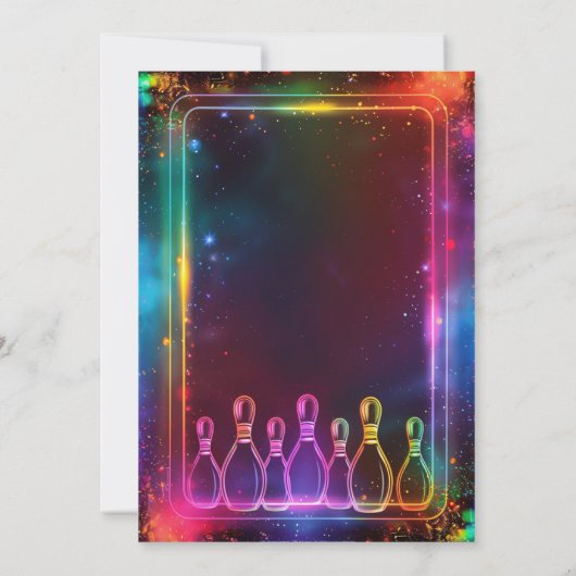 Neon Retro Bowling Strike Up Sommige Leuk Feest Kaart (Achterkant)