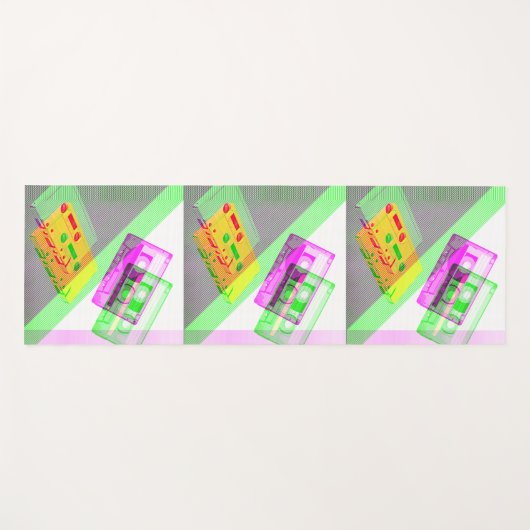 Neon Retro-Cassettebandjes Yogamat (Voorkant (horizontaal))