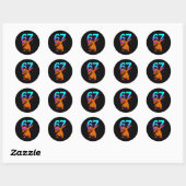 Neon Retro Dabbing Capybara 67 Ronde Sticker (Vel)