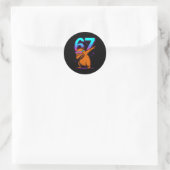Neon Retro Dabbing Capybara 67 Ronde Sticker (Tas)