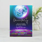 Neon Retro Dance Disco Verjaardagsfeest Kaart (Staand voorkant)