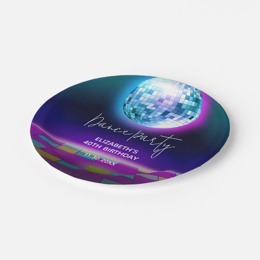 Neon Retro Dance Disco Verjaardagsfeestje Welkom Papieren Bordje (Gekanteld)