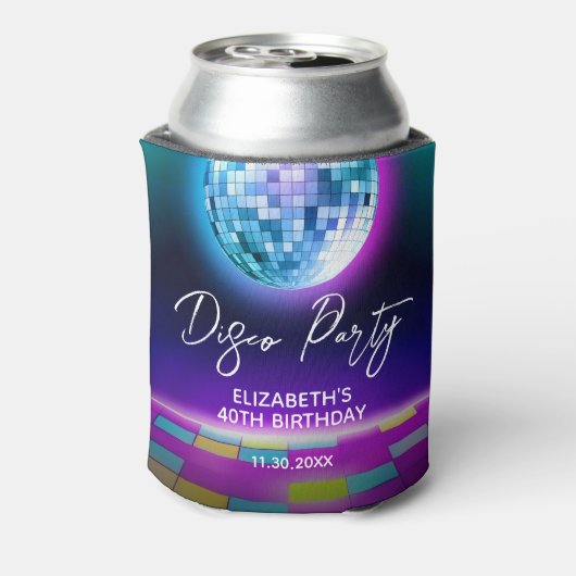 Neon Retro Disco Party Dance Nacht Verjaardag Blikjeskoeler (Blikje Achterkant)