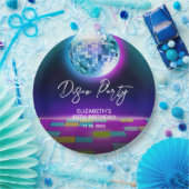 Neon Retro Disco Party Dance Nacht Verjaardag Papieren Bordje (Feest)