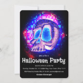Neon Retro Disco Schedel Halloween Feest Kaart (Voorkant)