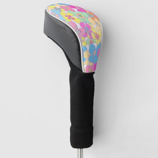 Neon Retro Floral Pink Driver Golfheadcover (Schuin)
