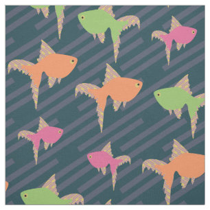 Neon Retro Goudvis Herhaalpatroon Stof
