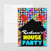 Neon Retro Hip Hop House Feest Briefkaart (Voorkant / Achterkant)
