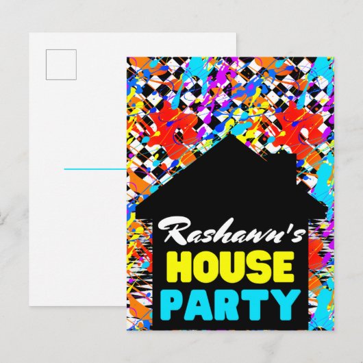 Neon Retro Hip Hop Huisfeest Briefkaart (Voorkant / Achterkant)