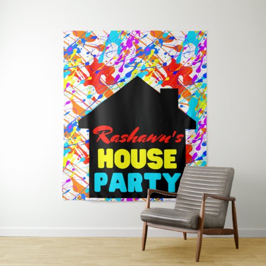 Neon Retro Hip Hop Theme House Wandkleed (In situ)
