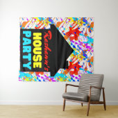 Neon Retro Hip Hop Theme House Wandkleed (In Situ (horizontaal))