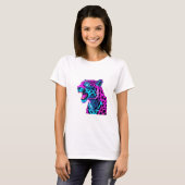 Neon Retro Jaguar – Levendige Synthwave 80s Animal T-shirt (Voorkant volledig)