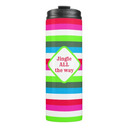 Neon Retro kerstband  Thermosbeker (Voorkant)