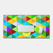 Neon retro kleurrijke driehoeken patroon Monogram Bureaumat (Keyboard & Muis)