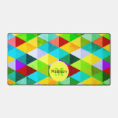 Neon retro kleurrijke driehoeken patroon Monogram Bureaumat (Voorkant)