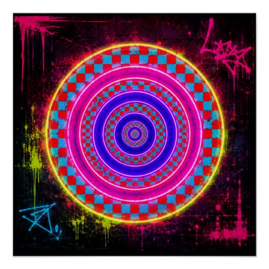 Neon Retro Kunst Perfect Poster (Voorkant)