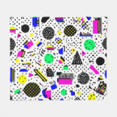 Neon Retro Memphis Geometric Chaos Pattern Fleece Deken (Voorkant (Horizontaal))