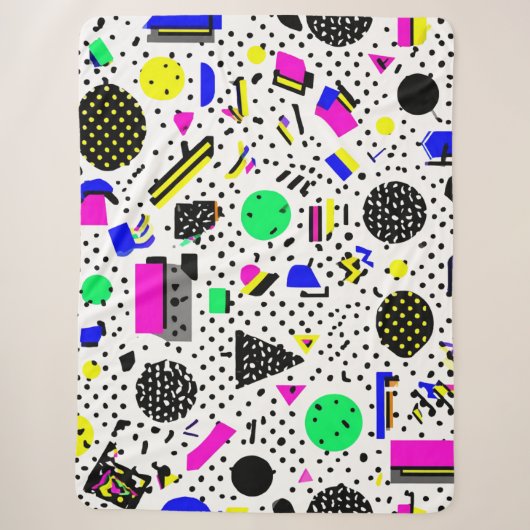Neon Retro Memphis Geometric Chaos Pattern Sherpa Deken (Voorkant)