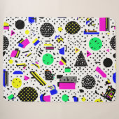 Neon Retro Memphis Geometric Chaos Pattern Sherpa Deken (Voorkant (horizontaal))