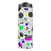 Neon Retro Memphis Geometric Chaos Pattern Thermosbeker (Voorkant)