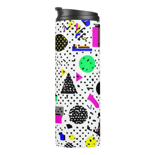 Neon Retro Memphis Geometric Chaos Pattern Thermosbeker (Geroteerd rechts)