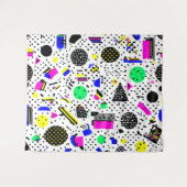 Neon Retro Memphis Geometric Chaos Pattern Wandkleed (Voorkant (horizontaal))