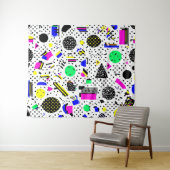 Neon Retro Memphis Geometric Chaos Pattern Wandkleed (In Situ (horizontaal))
