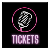 Neon Retro Mic Tickets Perfect Poster (Voorkant)