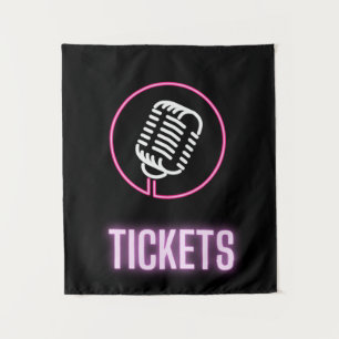 Neon Retro Mic Tickets Wandkleed