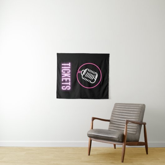 Neon Retro Mic Tickets Wandkleed (In Situ (horizontaal))
