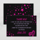 Neon, Retro, Roller Schaatsen Verjaardag Bedankkaa (Voorkant / Achterkant)