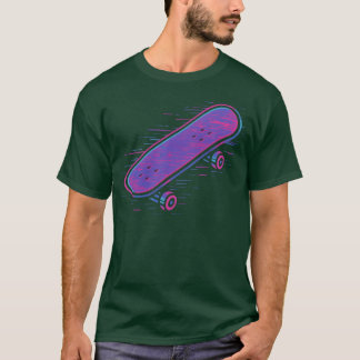 Neon Retro Skateboard Design cadeau T-shirt